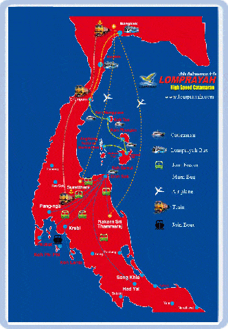 Lomprayah route to Koh Tao map